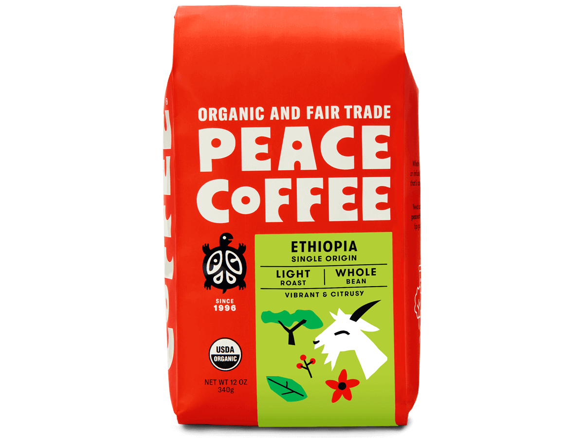 light-roast-organic-coffee-ethiopia bag of light roast organic coffee from Ethiopia